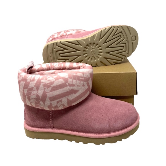 UGG Classic Mini Jersey Boots Winter Suede Stripe Pink Women Size 1136674 BLUS - Picture 2 of 9